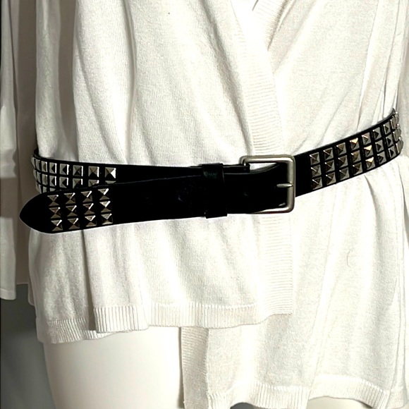 Xhiliration, Size Large, Black Leather With Silver Studs Belt - Picture 1 of 6